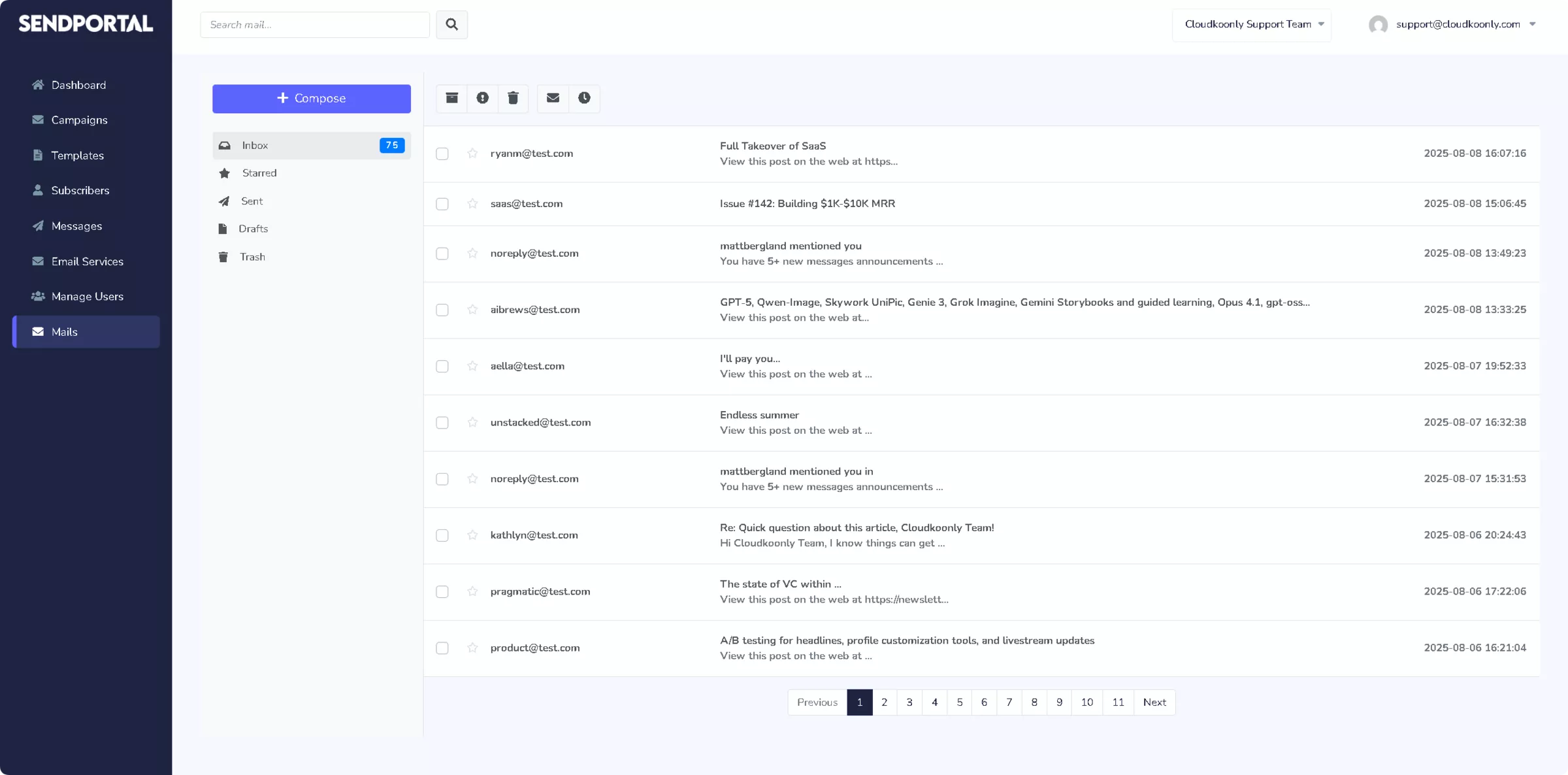 SendPortal email marketing dashboard